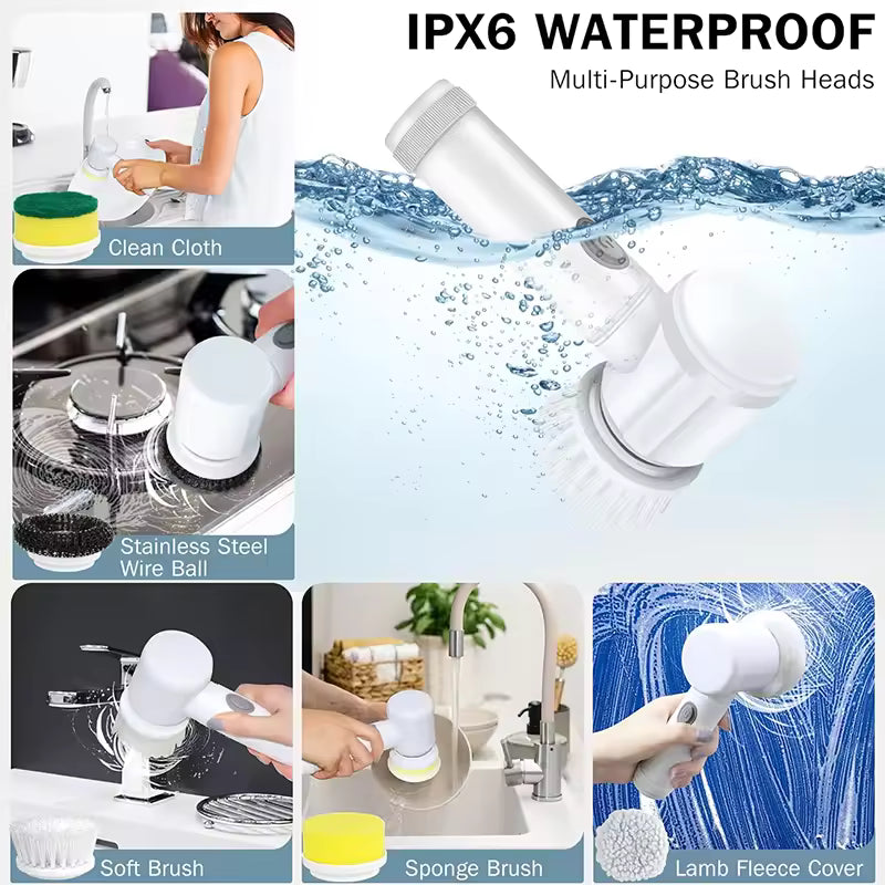 Electric Spin Scrubber,Bathroom Cleaning Brush Power Scrubber with 3 Replaceable Brush Heads, Electric Cleaning Brush