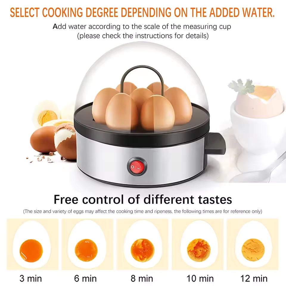 Egg Cooker Automatic Power Off Home 7 Eggs Multi-Functional Steamed Egg Custard Boiled Egg Machine Breakfast Ar