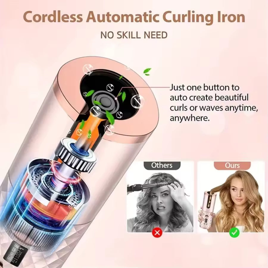 Automatic Hair Culers USB Charging Portable Wireless Rotate Hair Curler