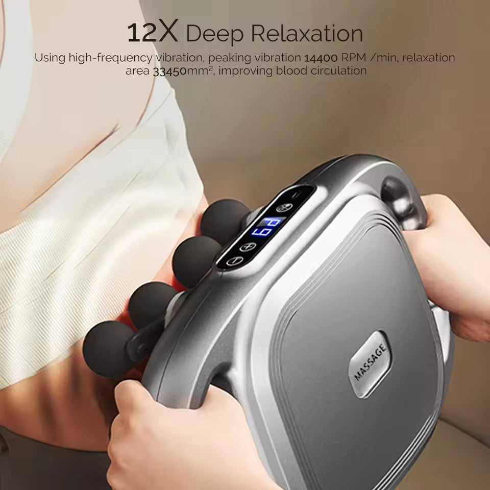 12-Head Fascia Gun High-Frequency Vibration Body Massage Gun Back and Waist Massager Massager Neck Shoulder Massager masajeador